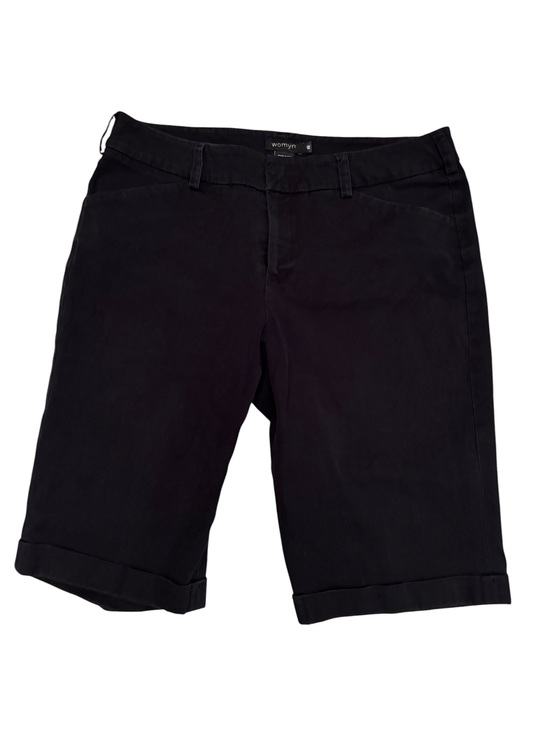 Womyn Pants - Womyn Black Cotton Blend Bermuda Shorts Size 12 Stretch‎